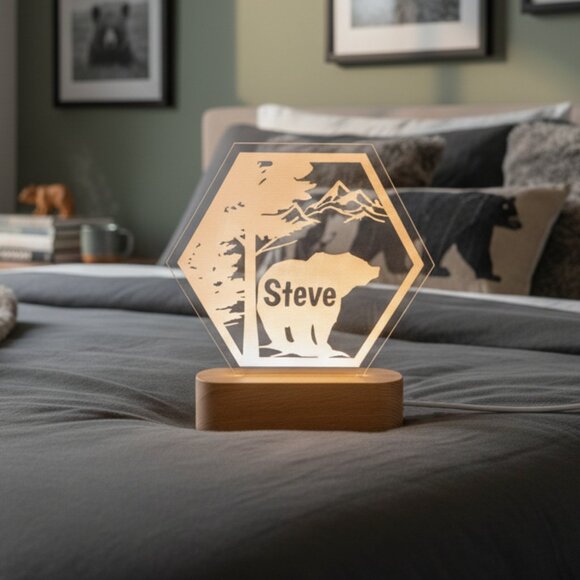 Custom LED Bear Name Light • Personalized Bedroom Decor • Girl Gift - Picture 8 of 8